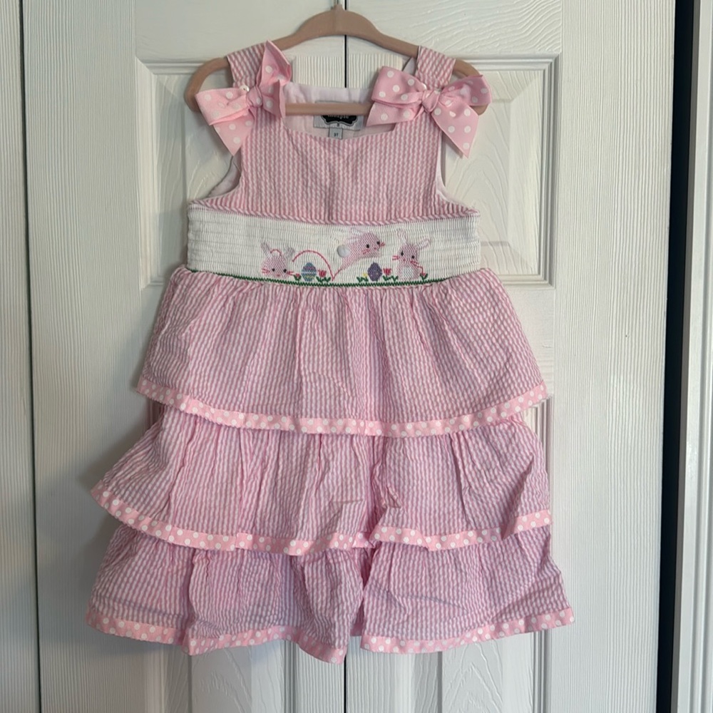 Mudpie seersucker bunny dress Easter